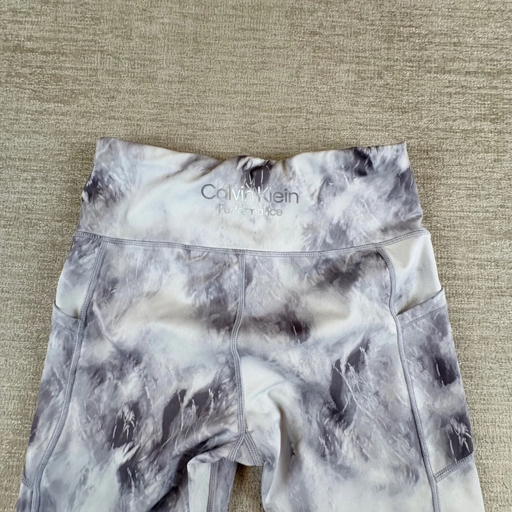 Calvin Klein Performance Womens Gray Marble Tie Dye Leggings Pockets PFJOH2132 M